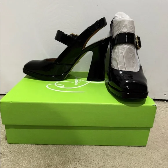 Sam Edelman Black Faux Patent Leather Mary Jane Heels NIB - Picture 12 of 13